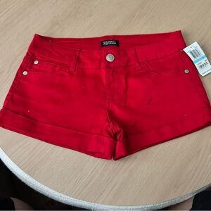 Celebrity Pink Red Jean Shorts Distressed Cut-Off